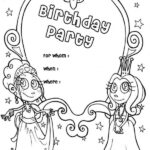 Happy Birthday Party Invitation Coloring Page Color Luna