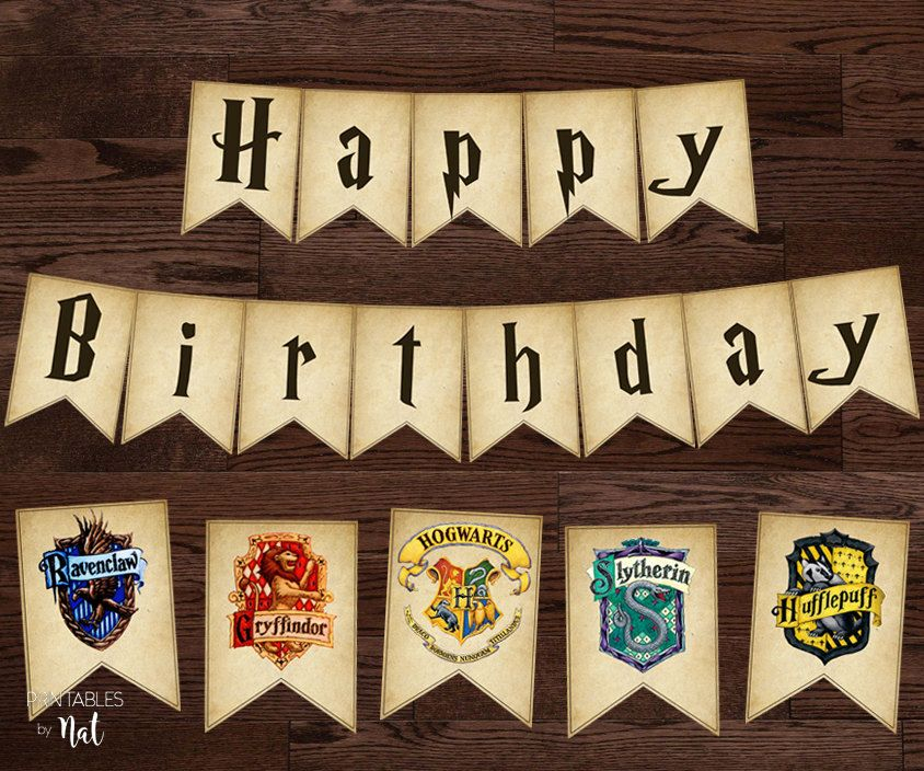 Harry Potter Happy Birthday Sign Banner Bunting By PrintablesbyNat 