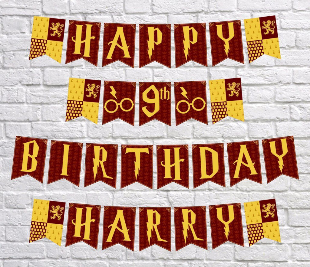 Harry Potter Inspired Banner Printable Birthday Banner All Etsy 