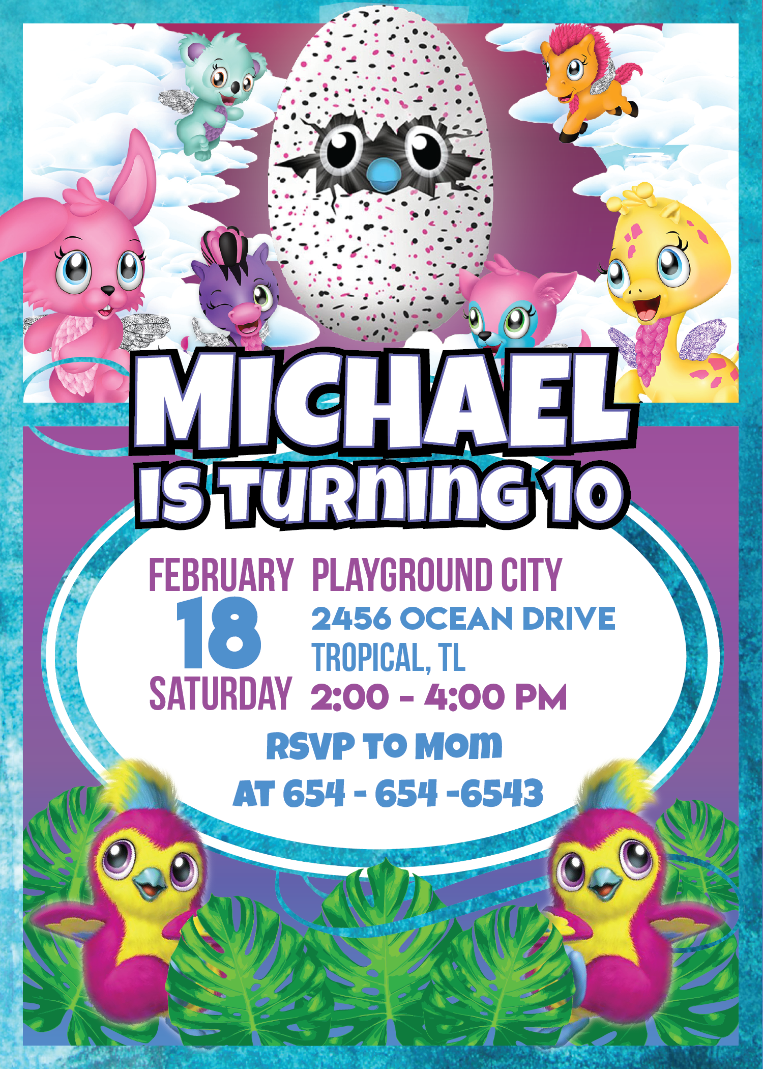 Hatchimal Birthday Party Hatchimal Invitation Printable Hatchimal P