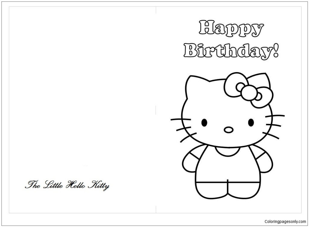 Hello Kitty Happy Birthday Greeting Cards Coloring Pages Cartoons 