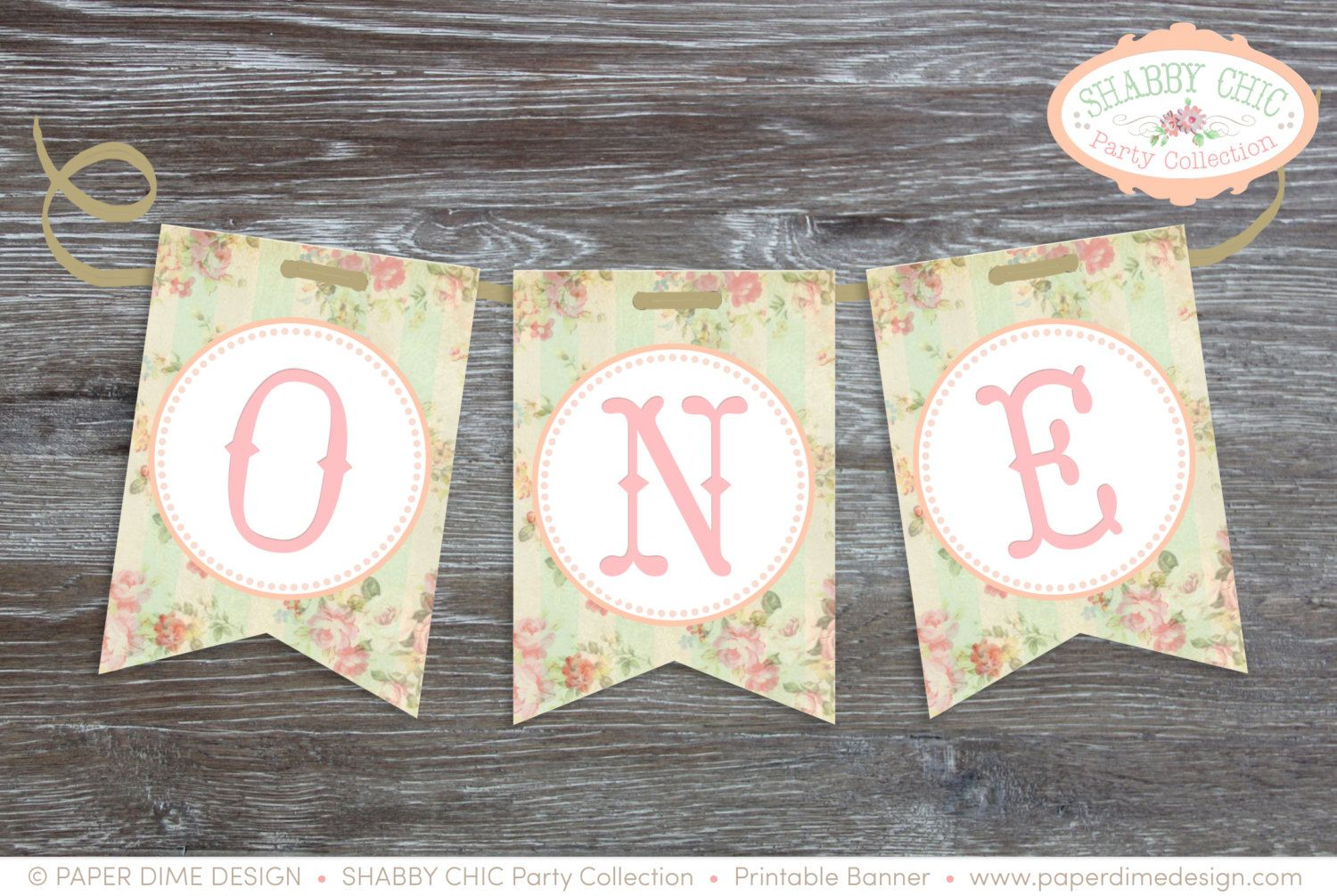 INSTANT DOWNLOAD Printable Birthday Banner Pennants ONE For High Chair