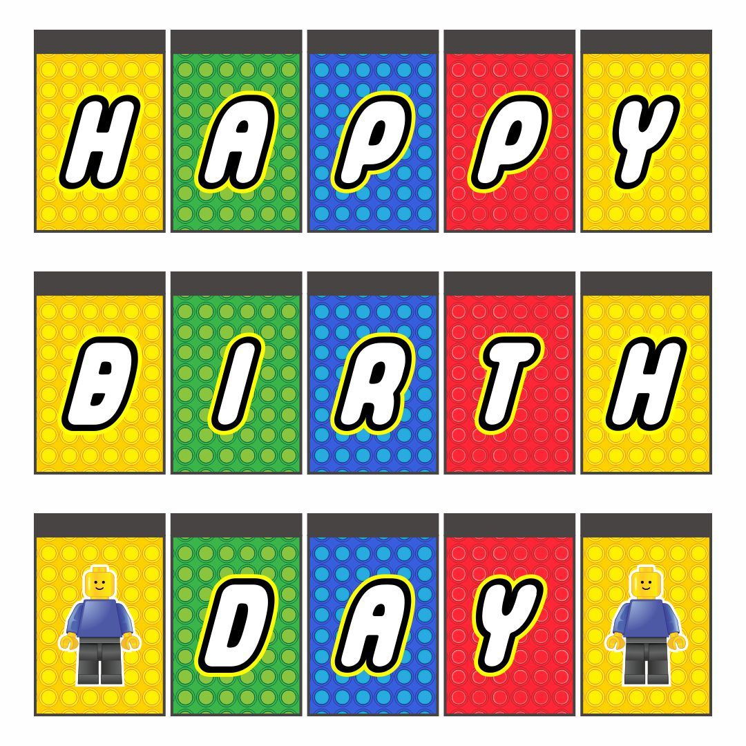 LEGO Birthday Banner Printable Printable Birthday Banner Happy 