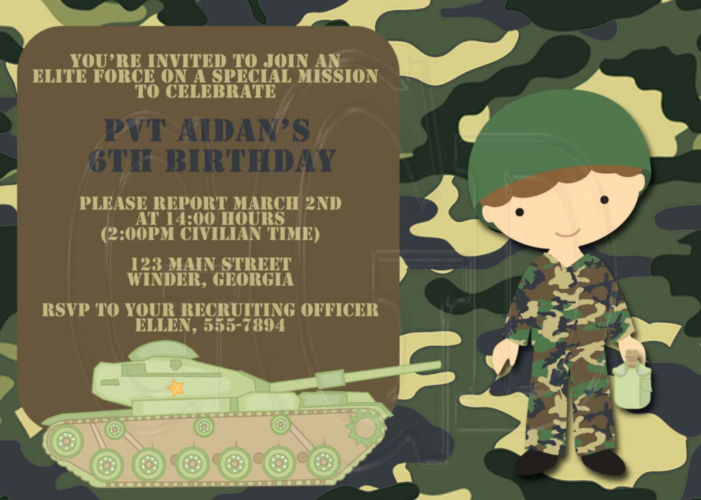 Like Verbiage Party Invitations Printable Army s Birthday Birthday 