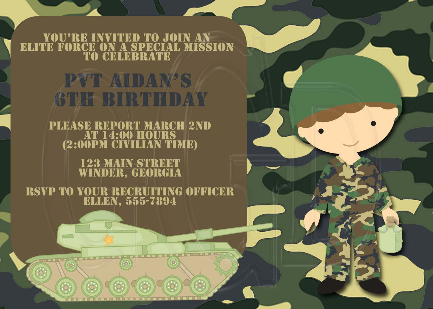 Like Verbiage Party Invitations Printable Army s Birthday Birthday