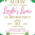 Luau Birthday Invitation Summer Pool Party Pineapple Tropical