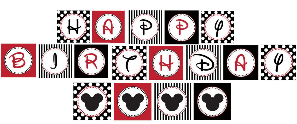 Mickey Mouse Birthday Banner Printable Happy Birthday Banner 