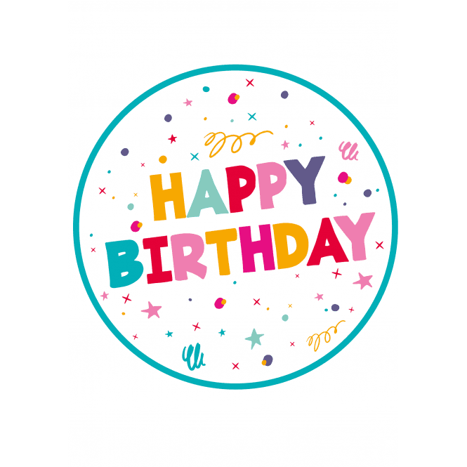 Multicoloured Happy Birthday Edible Images Birthday Cake Topper 