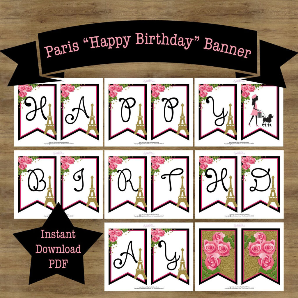 Paris Banner Paris Theme Party Paris Birthday Party Printable Happy 