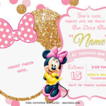 Pink And Gold Minnie Mouse Birthday Invitation Templates Editable