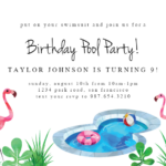 Pool And Flamingo Birthday Invitation Template Free Greetings