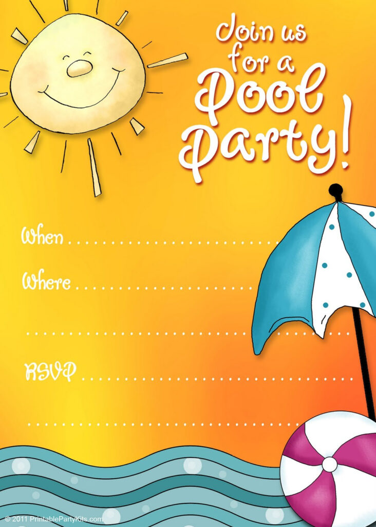 Pool Party Birthday Party Invitations Templates Free DownloadFREE 