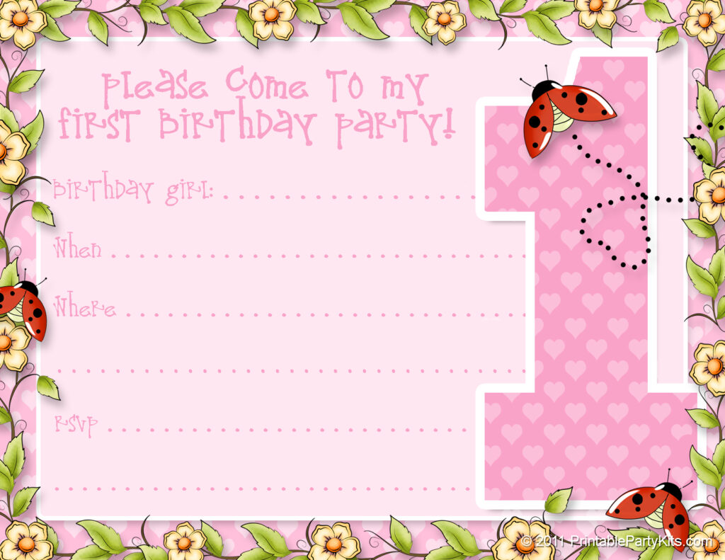 Printable 1st Birthday Party Announcements Printable Party Kits