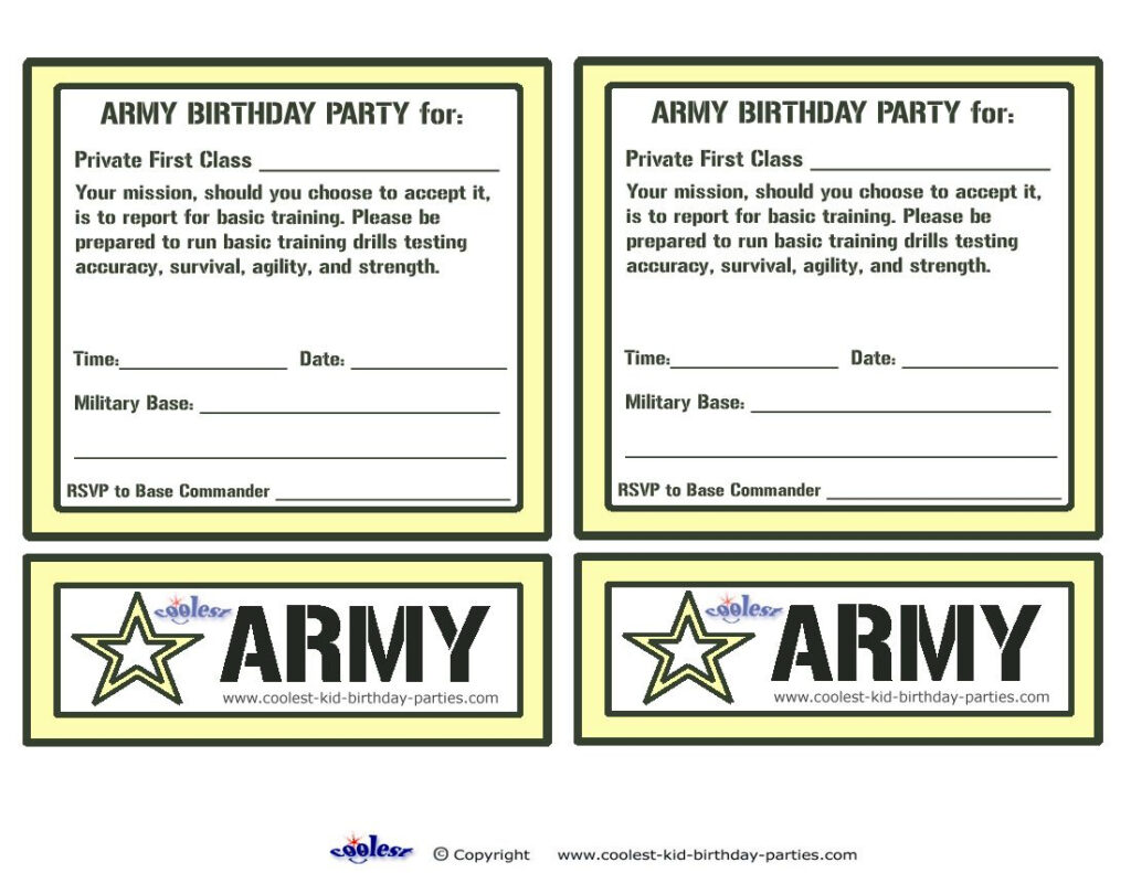 Printable Army Invitations Printable Birthday Invitations Free 