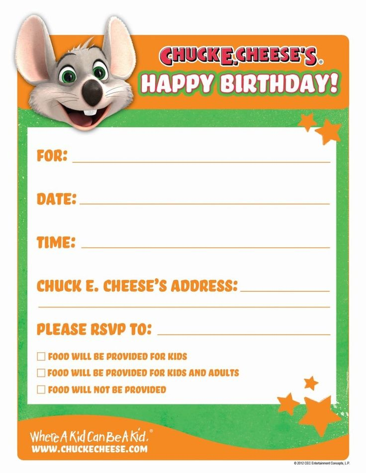 Printable birthday Invitations Chuck E Cheese Pinterest Chuck E 