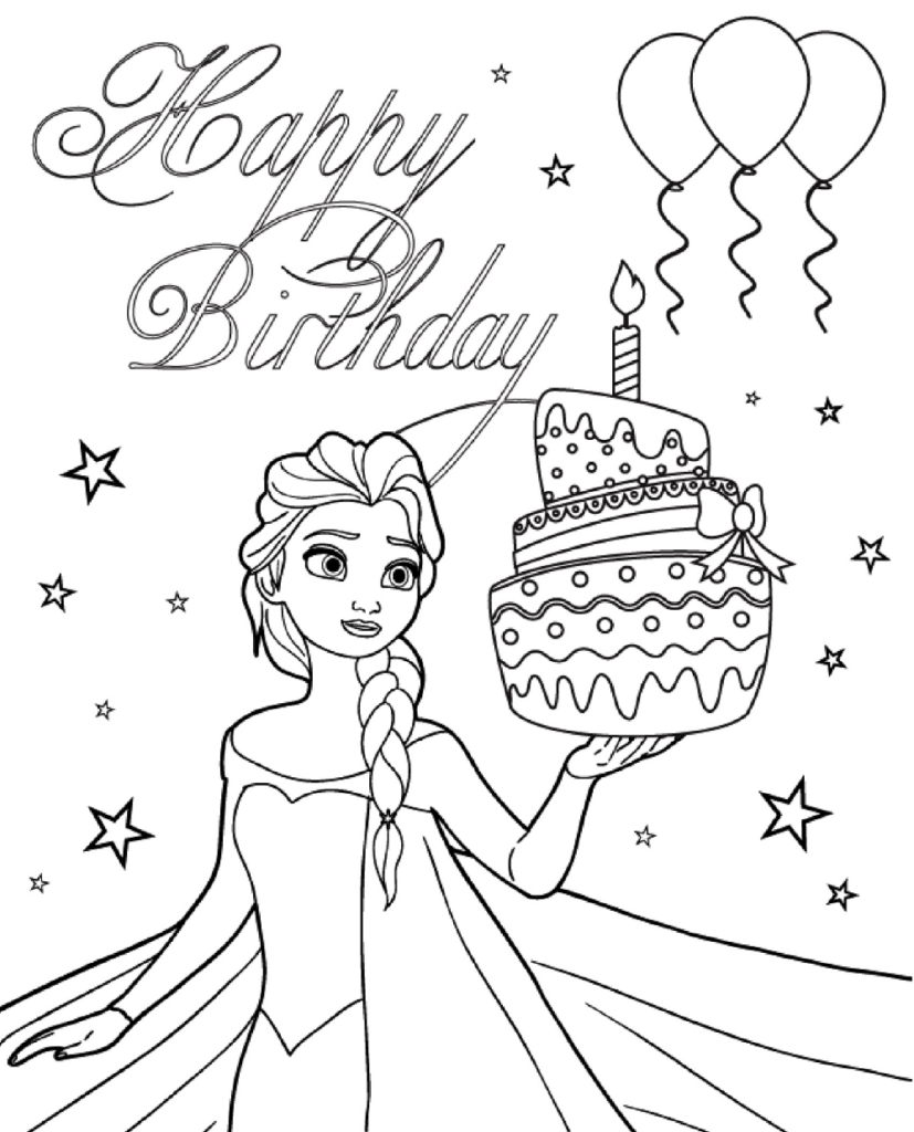 Printable Birthday Princess Coloring Pages Happy Birthday Coloring 