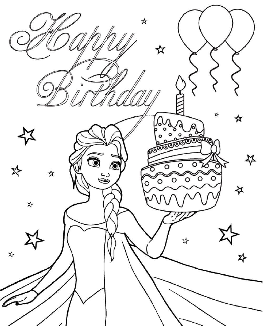 Printable Birthday Princess Coloring Pages Happy Birthday Coloring