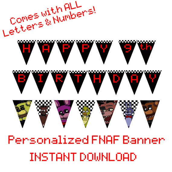 PRINTABLE FNAF Banner Diy Personalized Birthday Party Decor