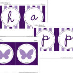 Printable Purple Butterfly Party Happy Birthday Banner Purple