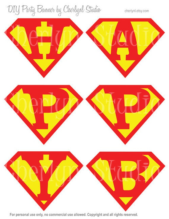 Printable Superman HAPPY BIRTHDAY Banner By StickerliciousSg