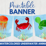 Printable Under The Sea Banner Birthday Party Bunting Sea Animals Blue