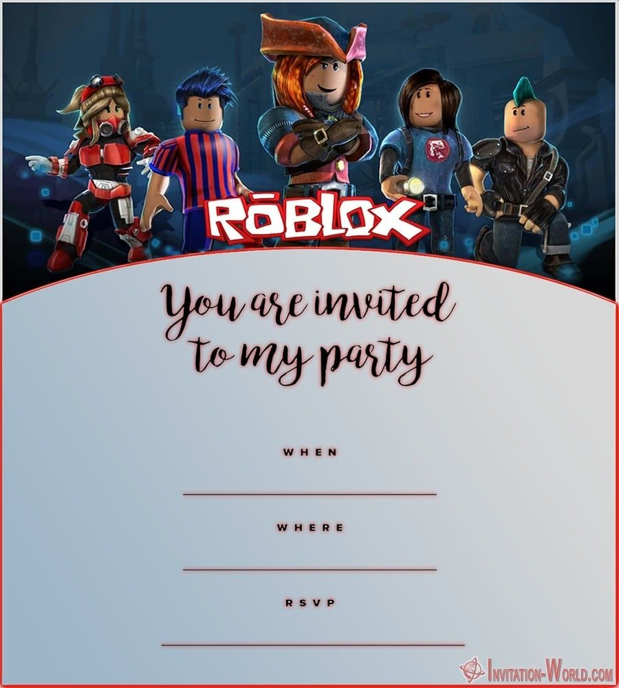 Roblox Birthday Party Invitations Invitation World Party Invite 