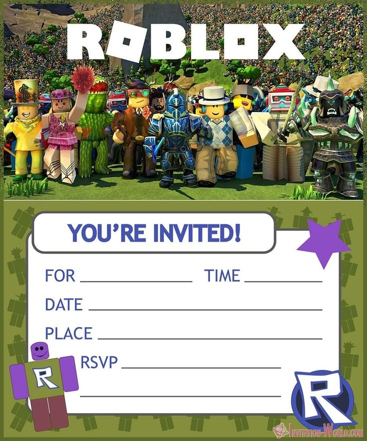 Roblox Party Invitations Birthday Party Invitations Printable