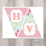 Shabby Chic Printable Banner Floral Banner Girl Birthday Banner Tea