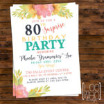 SURPRISE Birthday Invitation Printable 80th Birthday Invitation F