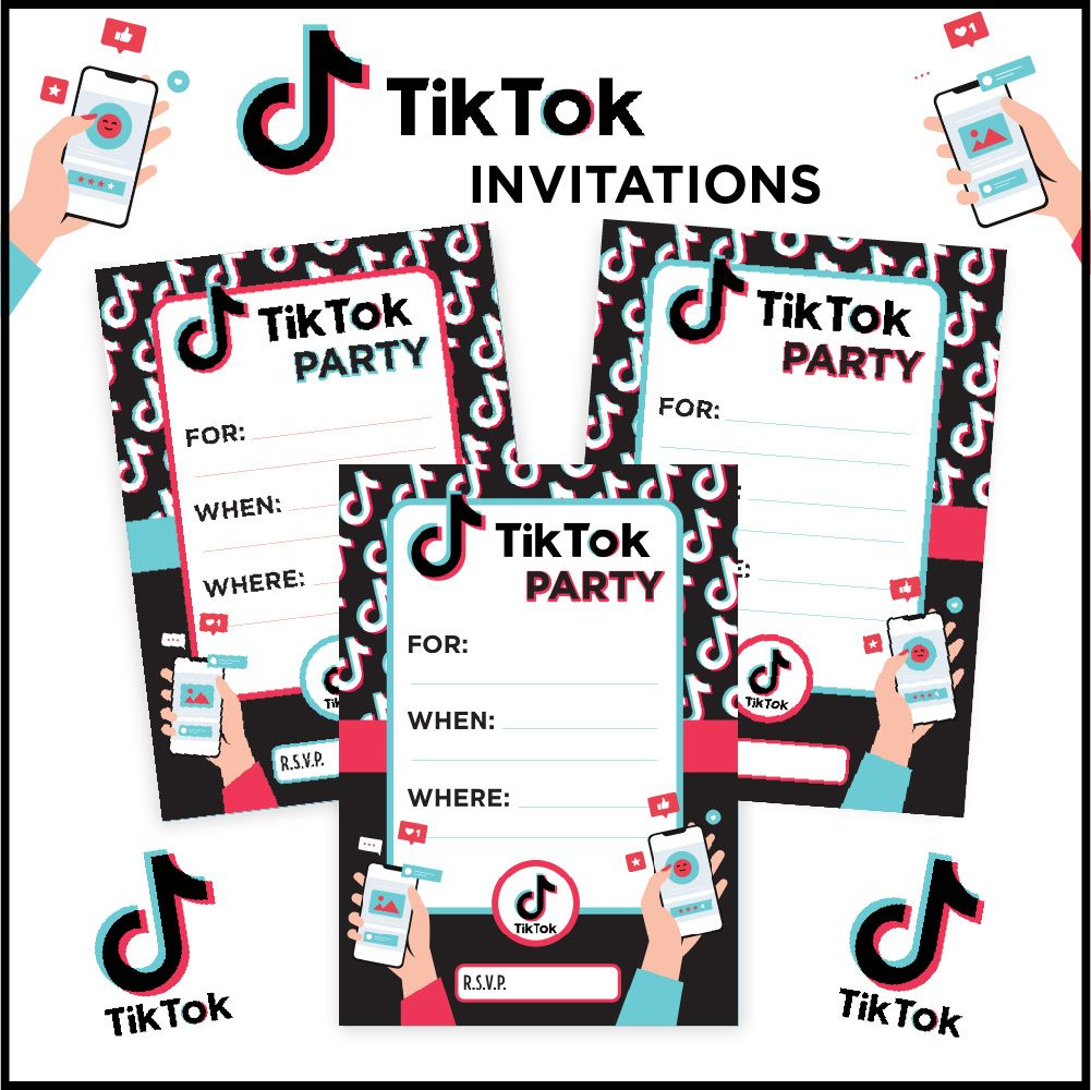 TikTok Printable Birthday Party Invitation And Printabl Birthday 
