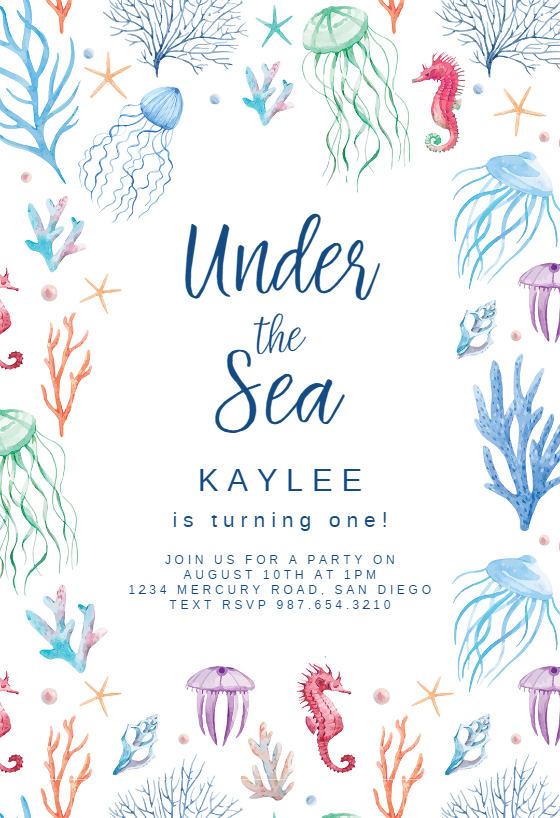 Under The Sea Birthday Invitation Template Free Greetings Island 