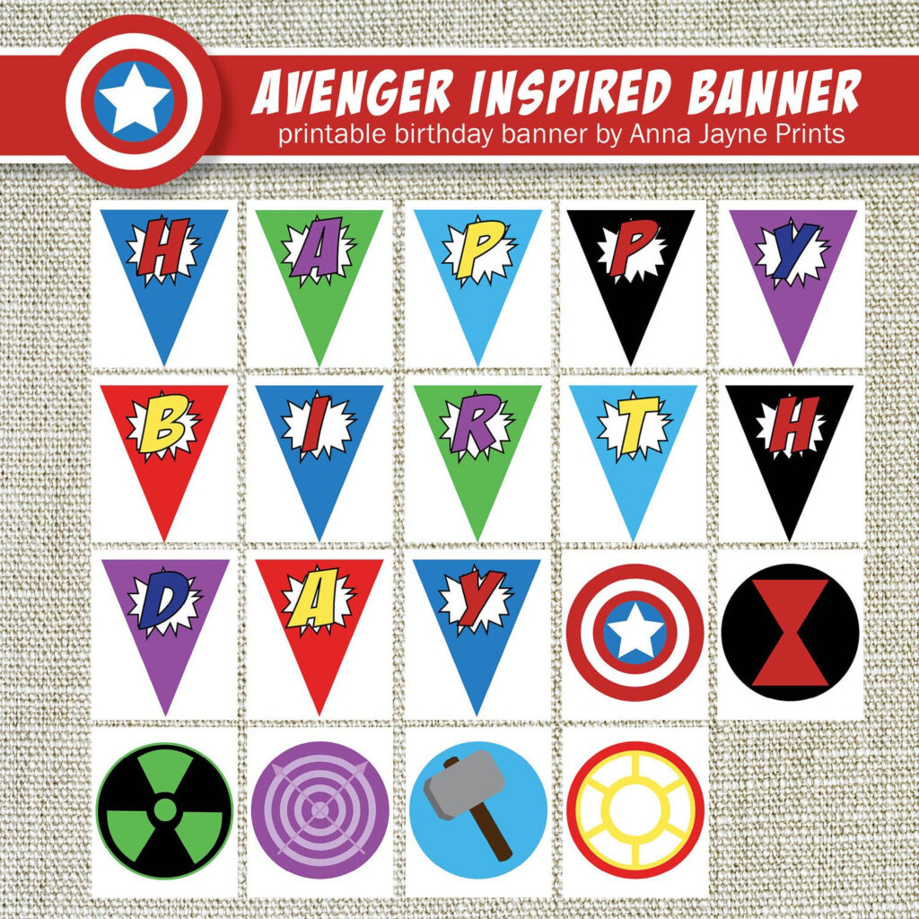 VINTAGE AVENGERS Inspired Happy Birthday Banner Style A1 8 00 Via 