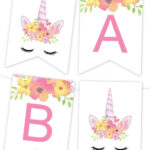 Watercolor Floral Unicorn Printable Banner Birthday Banner Free