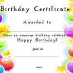 Www certificatetemplate Happy Birthday Certificate For Your Kids