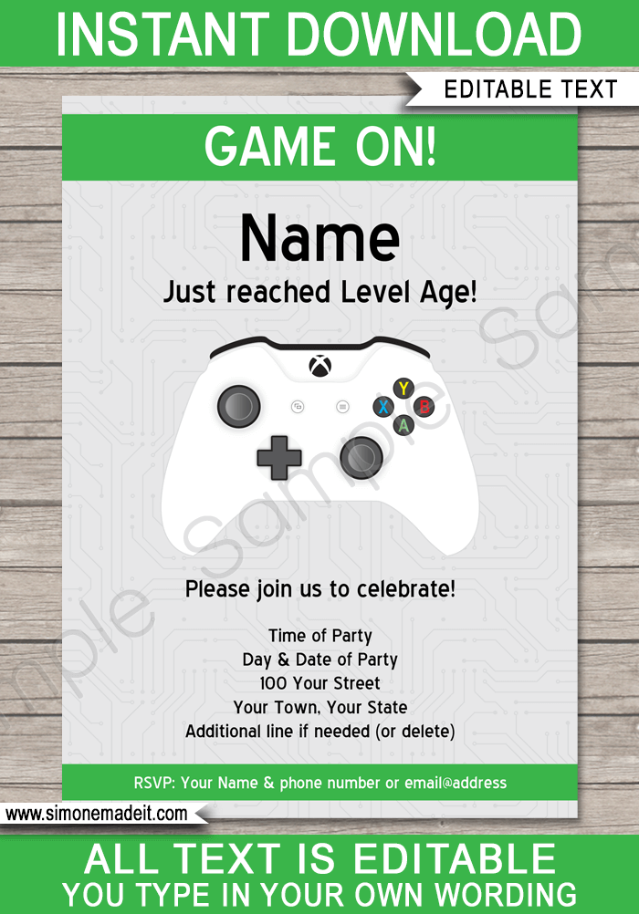 Xbox Party Invitations Template Xbox Party Party Invitations Video 