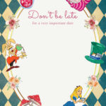8 Vintage Cute Alice In Wonderland Birthday Invitation Templates In