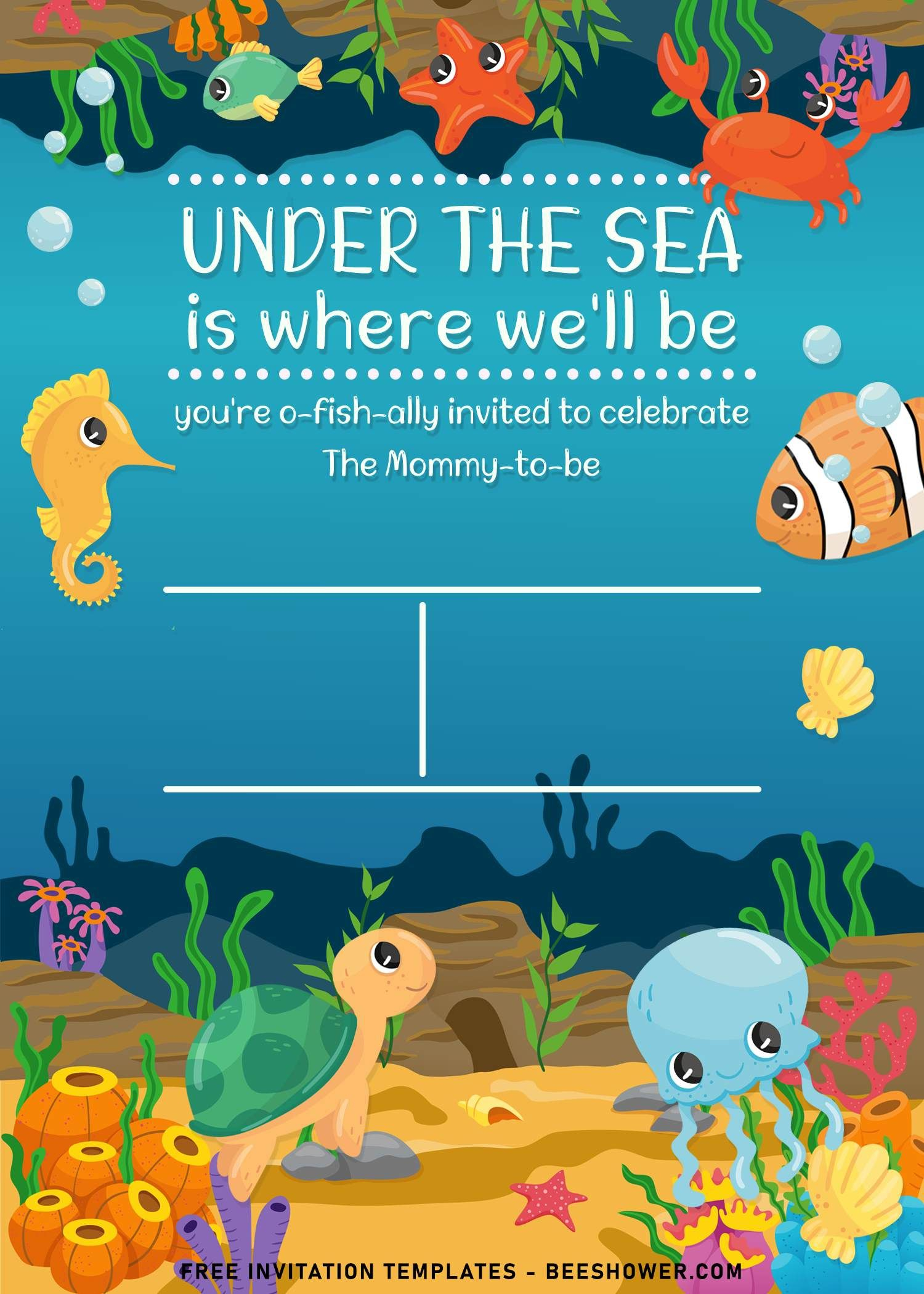 9 Under The Sea Themed Birthday Invitation Templates In 2021 Free