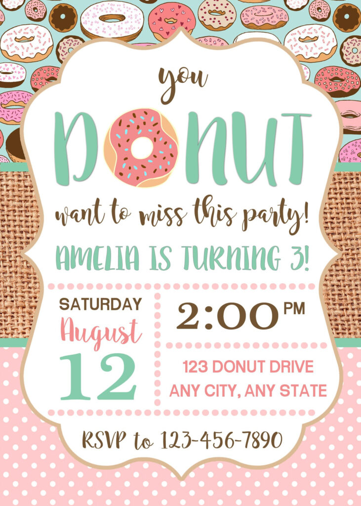 Amazing Donut Party Invitation Template Free Donut Fiesta Birthday 