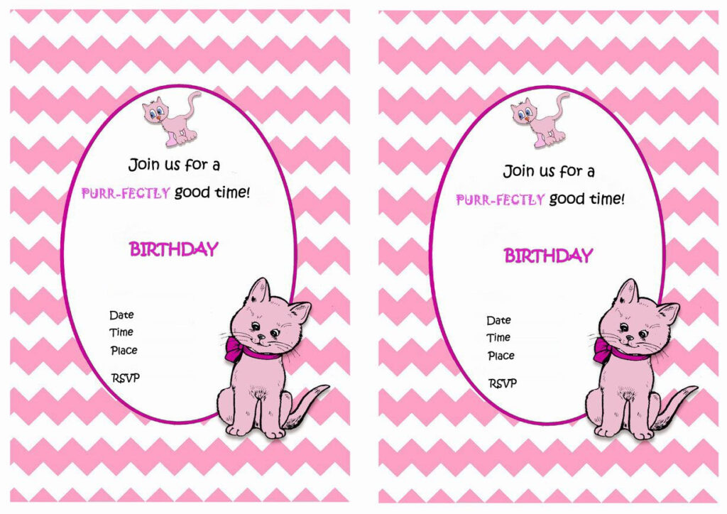 Animals Birthday Party Invitations Printable Cat Birthday 