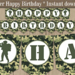 Army Camo Happy Birthday Banner Printable Camouflage Party Etsy