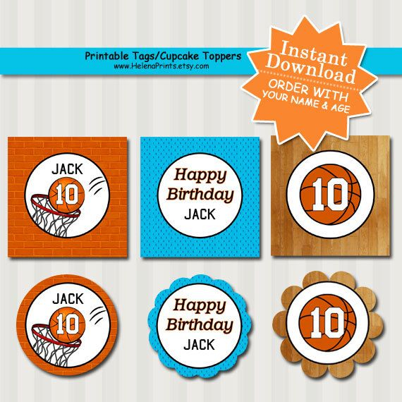Basketball Cupcake Toppers Sports Toppers Basketball Birthday Happy 