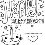 Birthday Card With Pictures Cat Cupcake Coloring Pages Happy Birthday