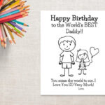 Birthday Coloring Printable Girl Dad Birthday Card To