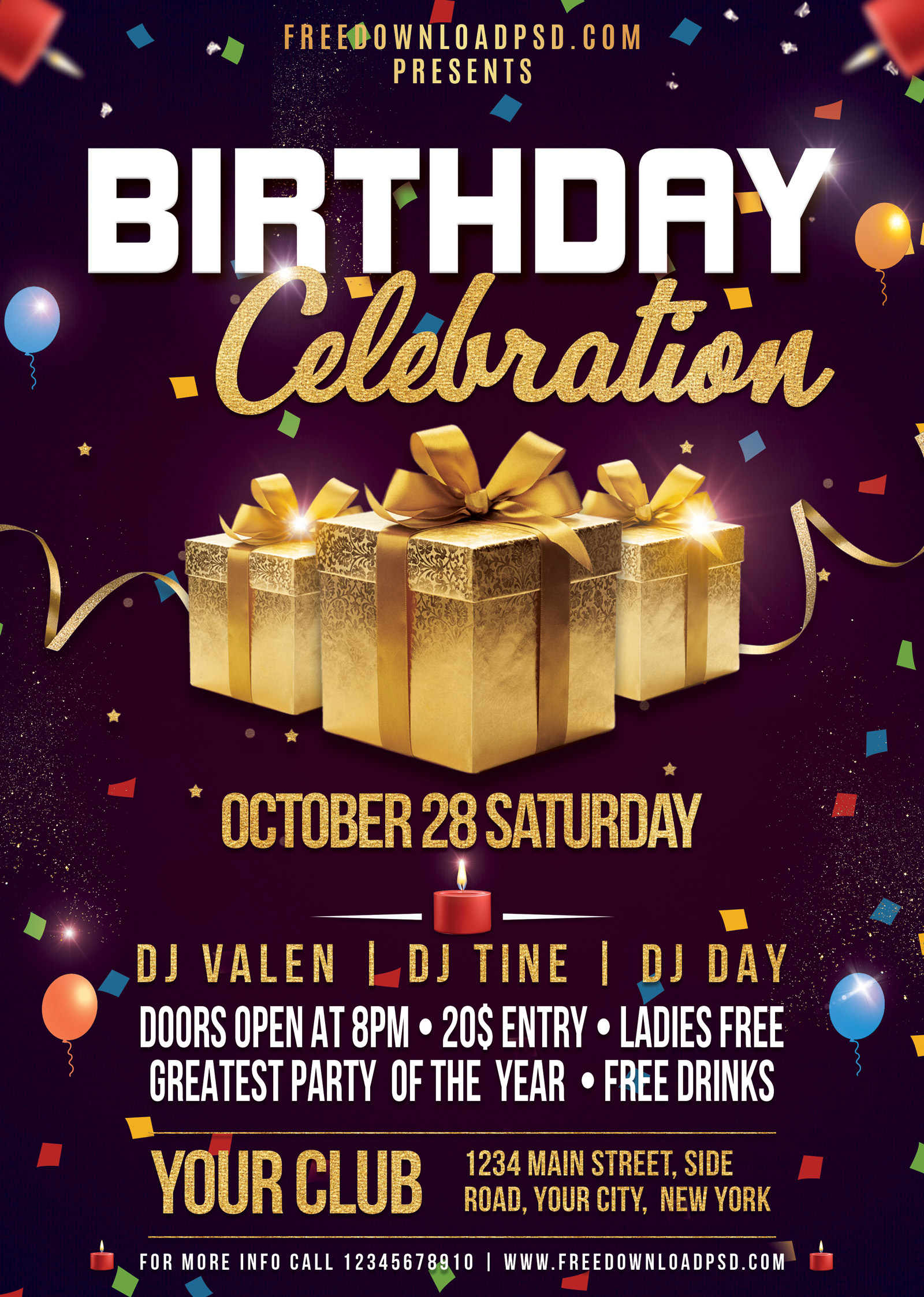 Birthday Flyer PSD Template FreedownloadPSD