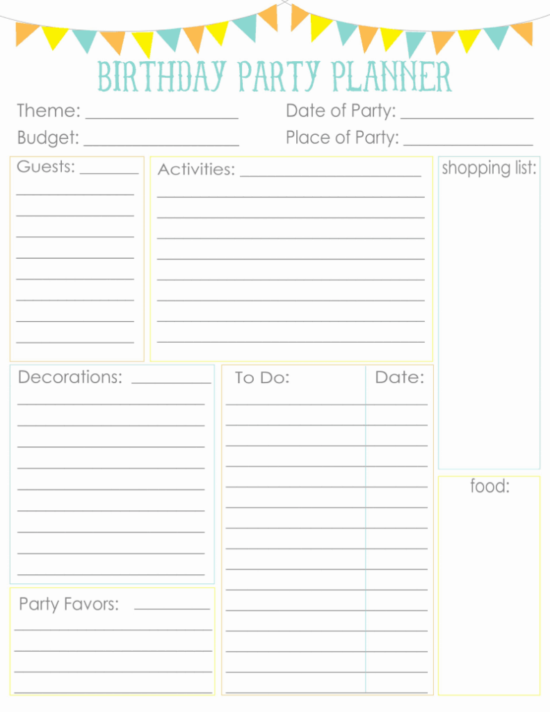 Birthday Party Planning Sheet Color PDF Google Drive Party Planner 