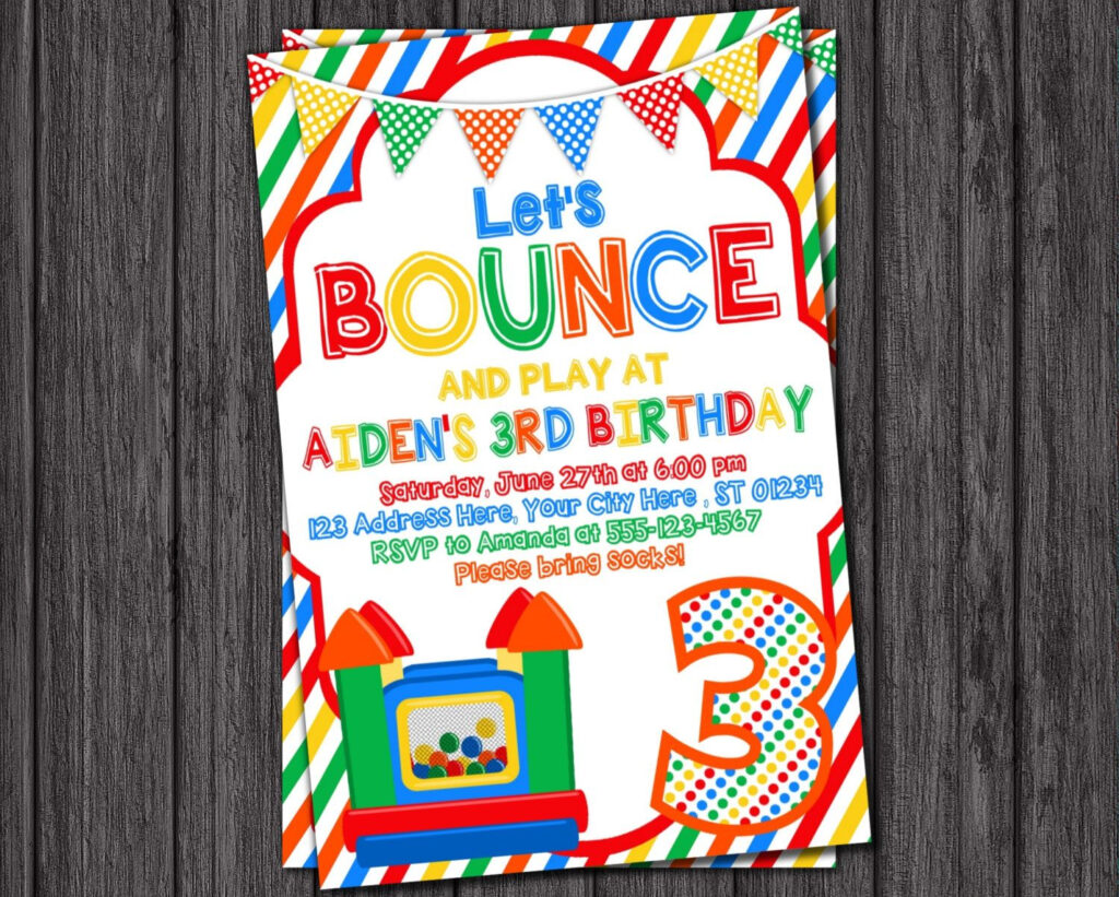 Bounce House Birthday Invitation Editable Bouncy House Party 