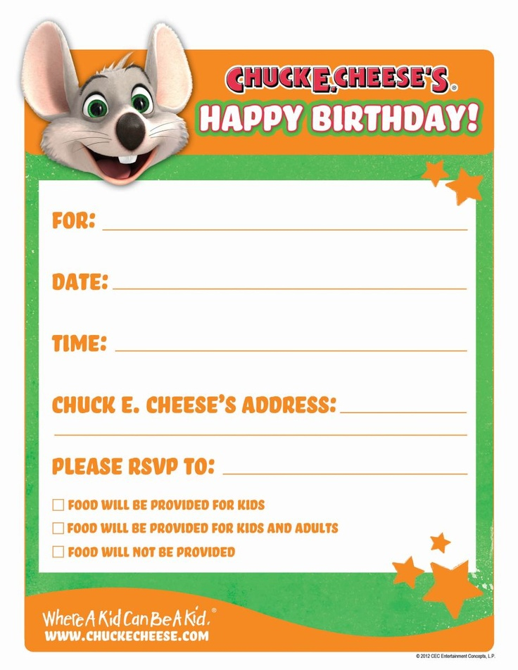 Chuck E Cheese s Where A Kid Can Be A Kid Chuck E Cheese Birthday 