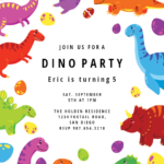 Colorful Dinos Birthday Invitation Template Free Greetings Island