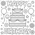 Colouring Page Vector Illustration Happy Birthday Coloring Pages