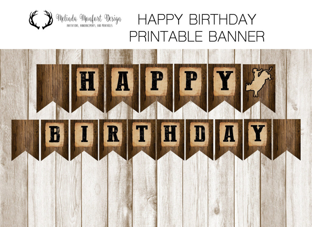 Cowboy Birthday Banner Printable Banner Cowboy Up Mechanical Bull 